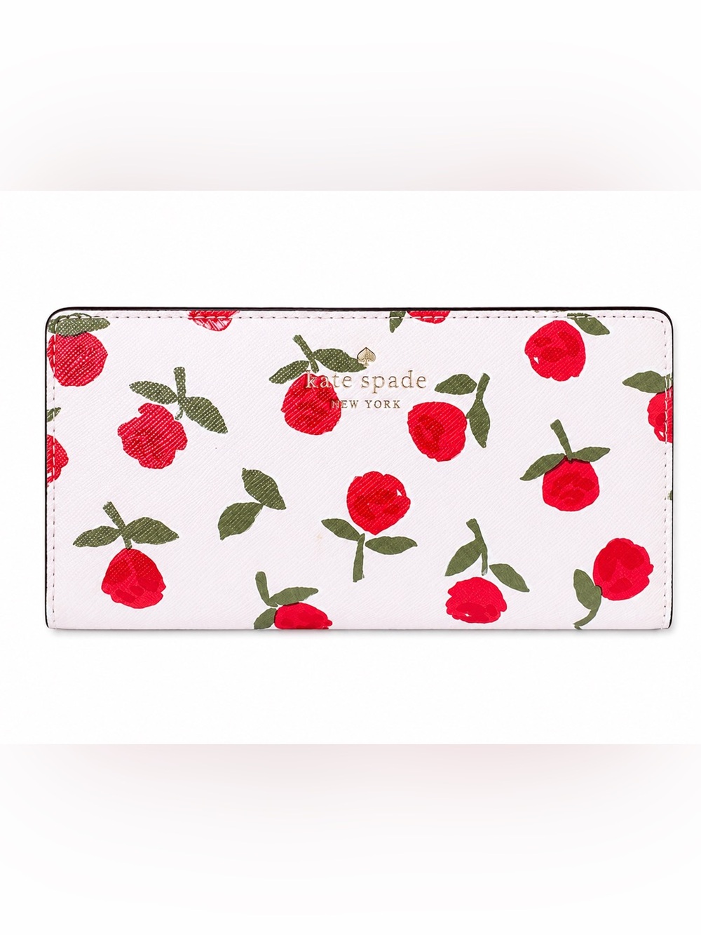 Kate Spade New York White Wallet with Red Floral Print